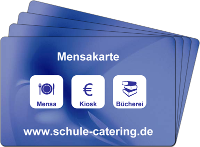 Blaue Mensakarten für Mensa, Kiosk und Bücherei